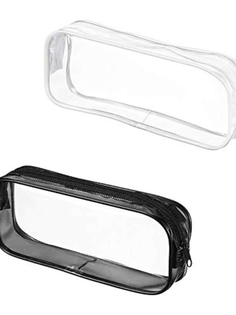 2 Pcs Transparent Waterproof Cosmetic Pouch Zipper Travel Toiletry Bag